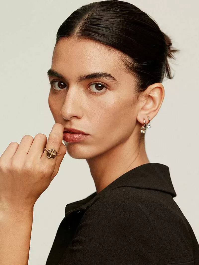 Aristocrazy Anillos De Plata-Anillo De Plata 925 Banada En Oro Amarillo De 18K Con Forma De Medalla