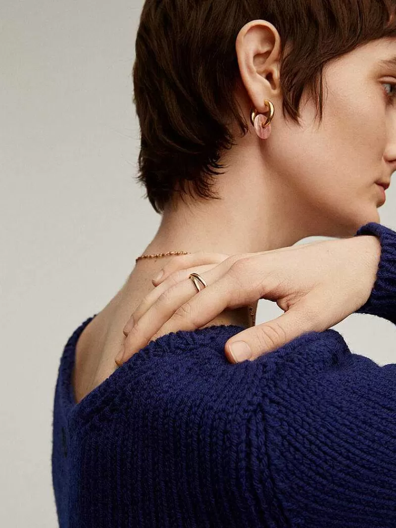 Aristocrazy Anillos De Plata-Anillo Doble Cruzado De Plata 925 Banada En Oro Amarillo De 18K