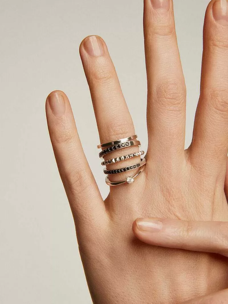Aristocrazy Anillos Con Diamantes-Anillo Tipo Solitario De Oro Blanco De 18K Con Diamante 0,08 Cts