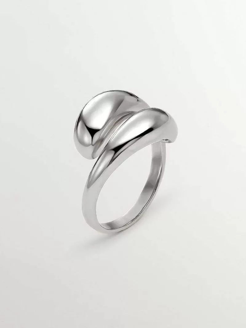 Aristocrazy Anillos De Plata-Anillo Tu Y Yo De Plata 925 Con Forma De Espiral Abombada