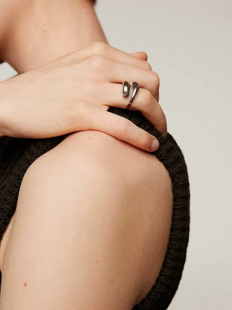 Aristocrazy Anillos De Plata-Anillo Tu Y Yo De Plata 925 Con Forma De Espiral Abombada