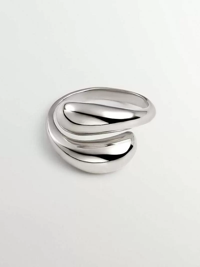 Aristocrazy Anillos De Plata-Anillo Tu Y Yo De Plata 925 Con Forma De Espiral Abombada