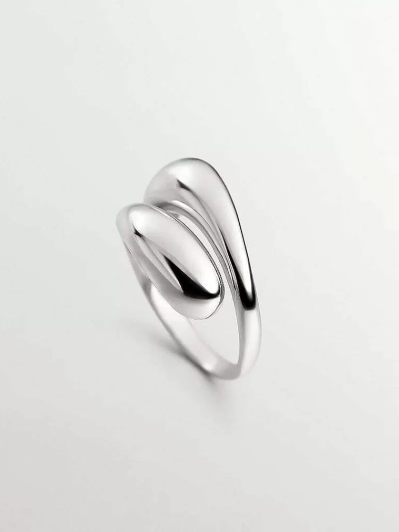 Aristocrazy Anillos De Plata-Anillo Tu Y Yo De Plata 925 Con Forma De Espiral Abombada