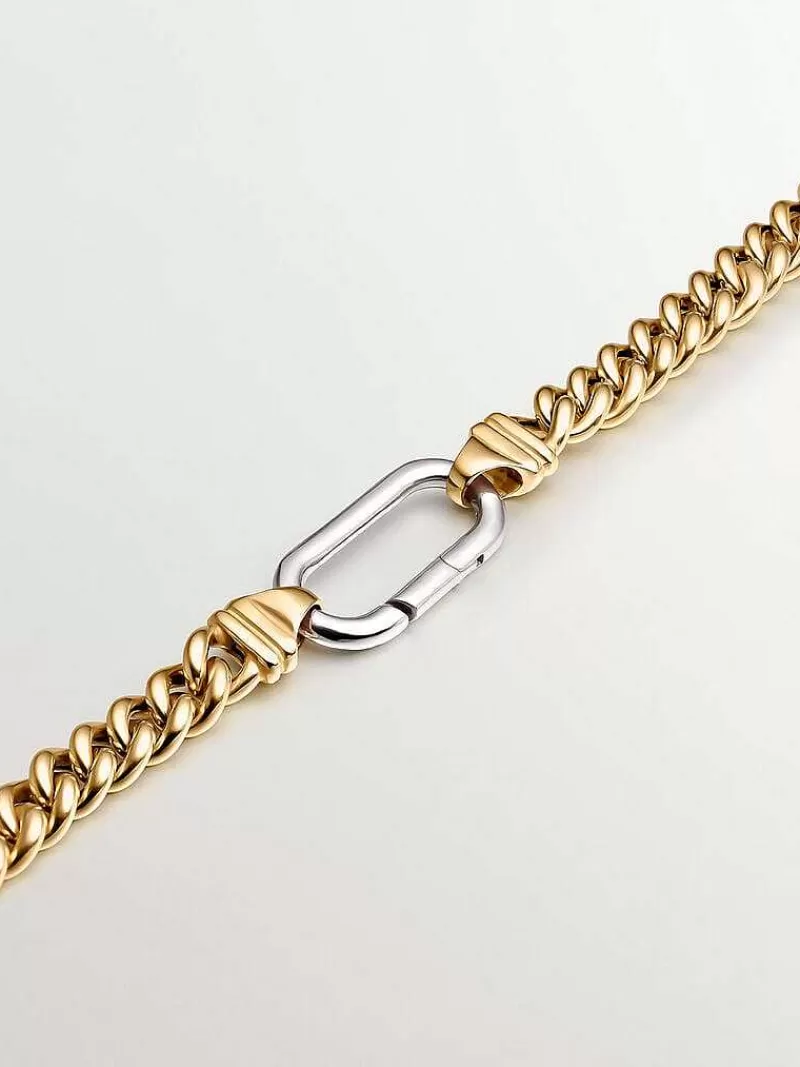 Aristocrazy Joyas Personalizadas-Cadena De Eslabones Barbados De Plata 925 Banada En Oro Amarillo De 18K