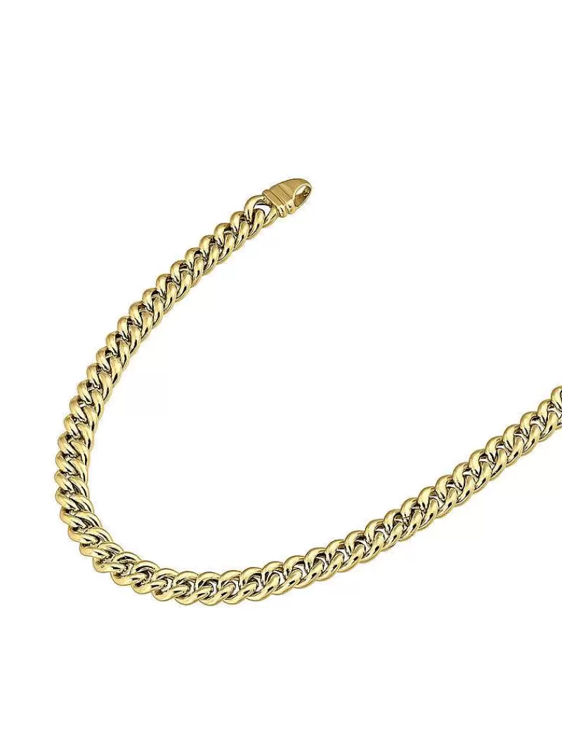 Aristocrazy Joyas Personalizadas-Cadena De Eslabones Barbados De Plata 925 Banada En Oro Amarillo De 18K