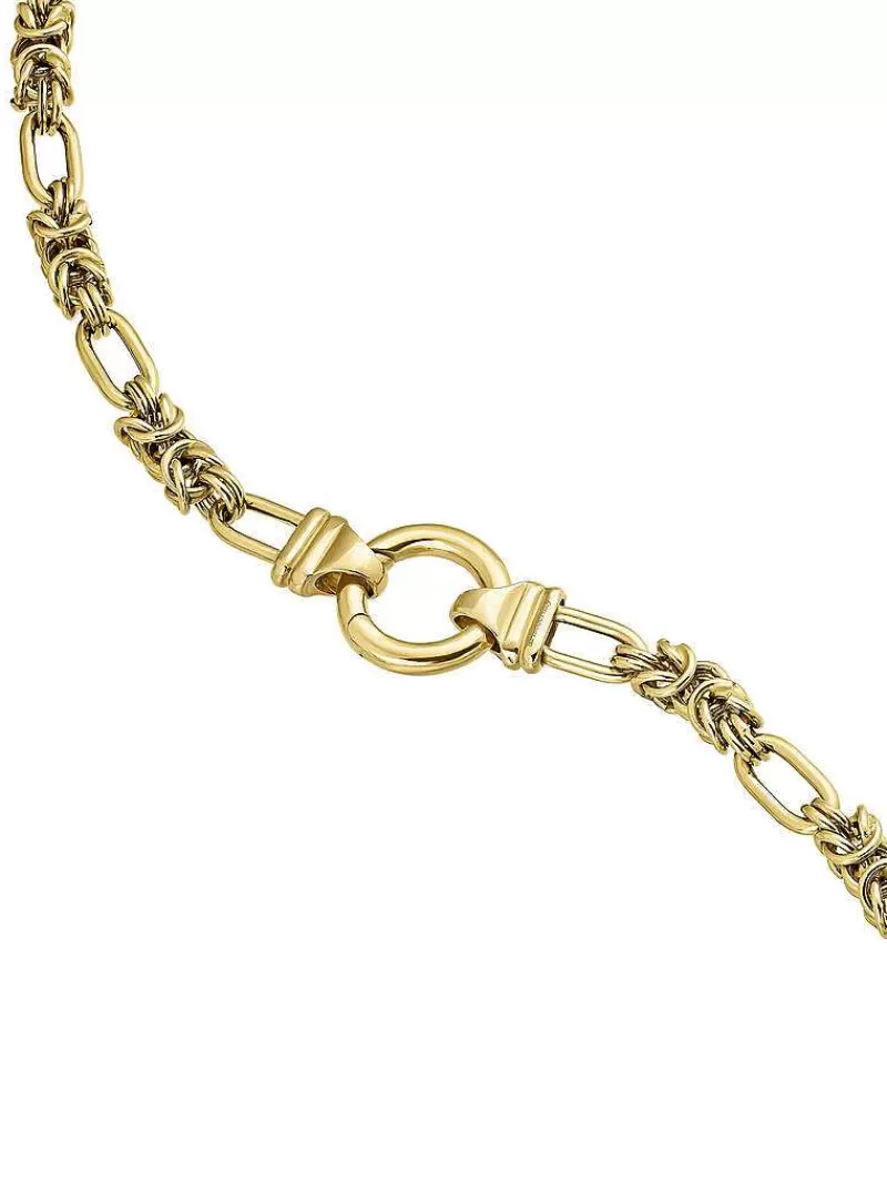 Aristocrazy Cadenas-Cadena De Eslabones Combinados De Plata 925 Banada En Oro Amarillo De 18K