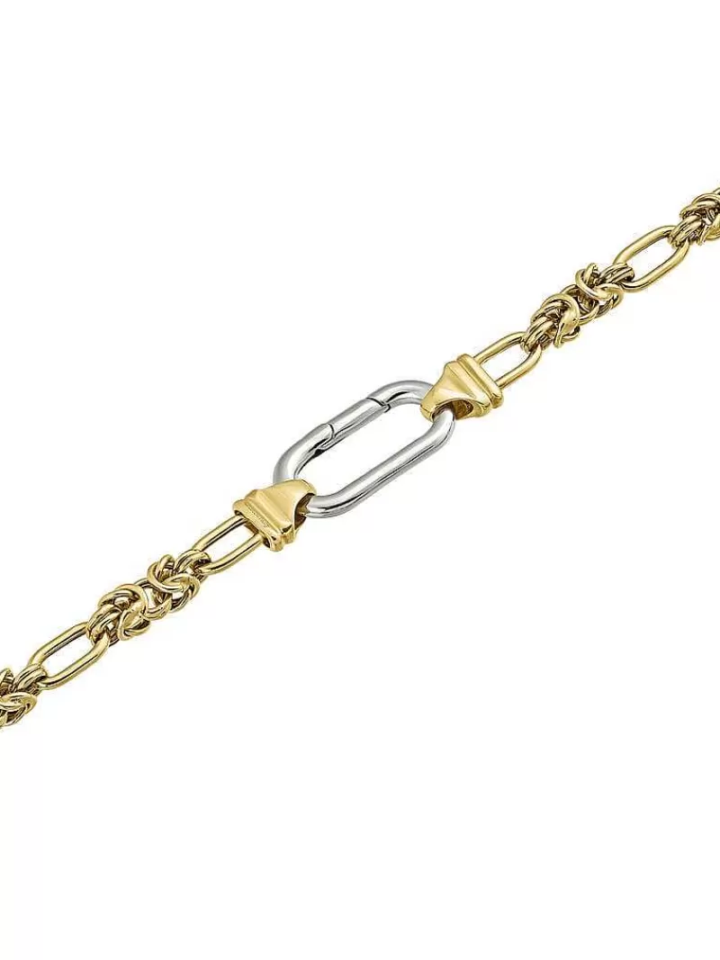 Aristocrazy Cadenas-Cadena De Eslabones Combinados De Plata 925 Banada En Oro Amarillo De 18K