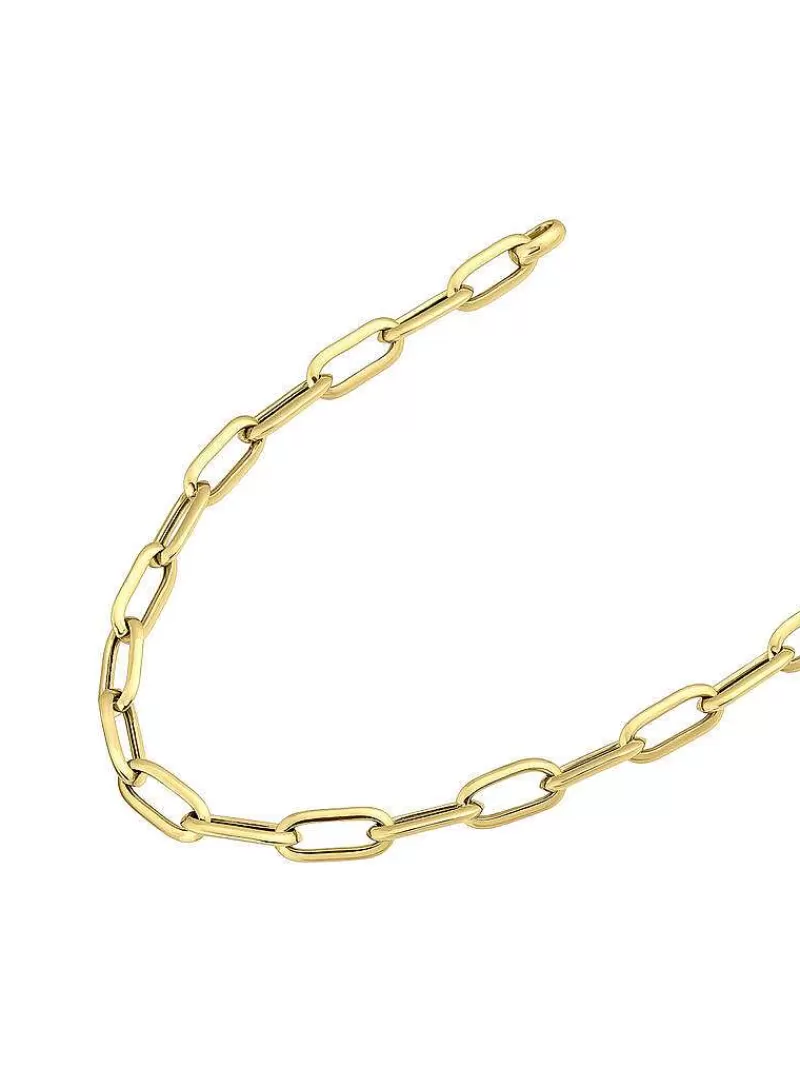 Aristocrazy Joyas Personalizadas-Cadena De Eslabones Rectangulares De Plata 925 Banada En Oro Amarillo De 18K