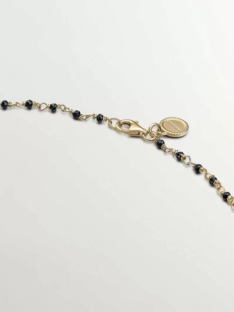 Aristocrazy Joyas Personalizadas-Cadena De Plata 925 Banada En Oro Amarillo 18K Con Espinelas Negras