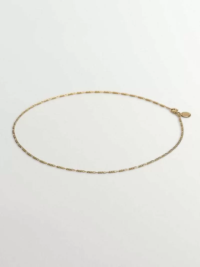Aristocrazy Joyas Personalizadas-Cadena De Plata 925 Banada En Oro Amarillo De 18K Con Eslabones Figaro