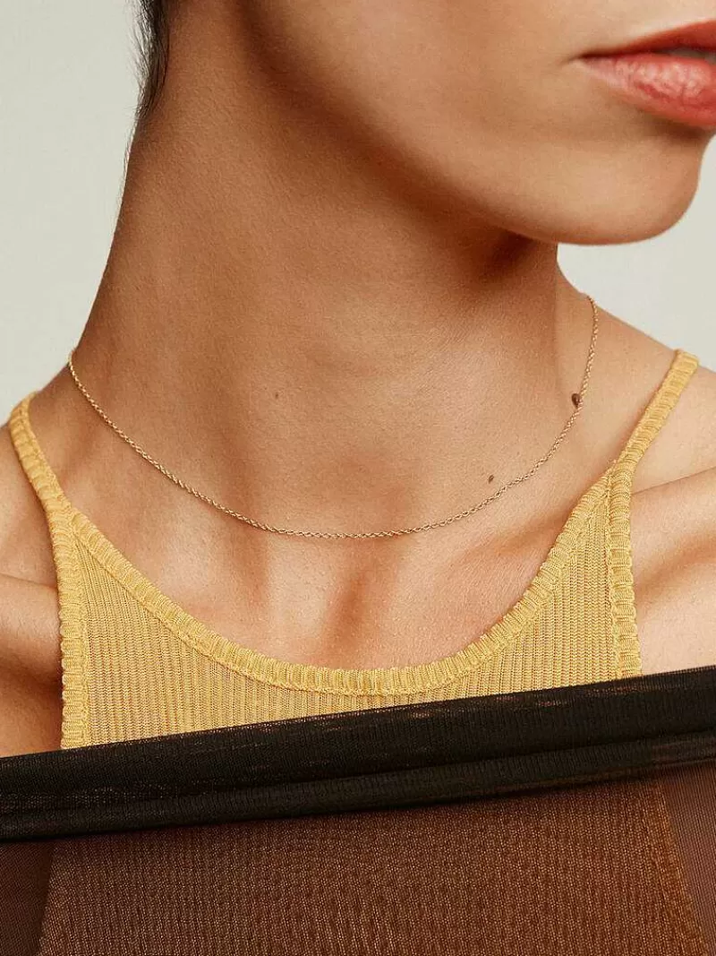 Aristocrazy Cadenas-Cadena Sencilla Ajustable De Plata 925 Banada En Oro Amarillo De 18 K