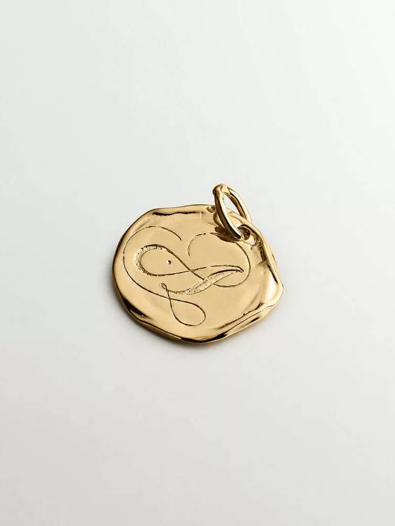 Aristocrazy Charms De Plata-Charm Artesanal De Plata 925 Banada En Oro Amarillo De 18K Con Inicial A
