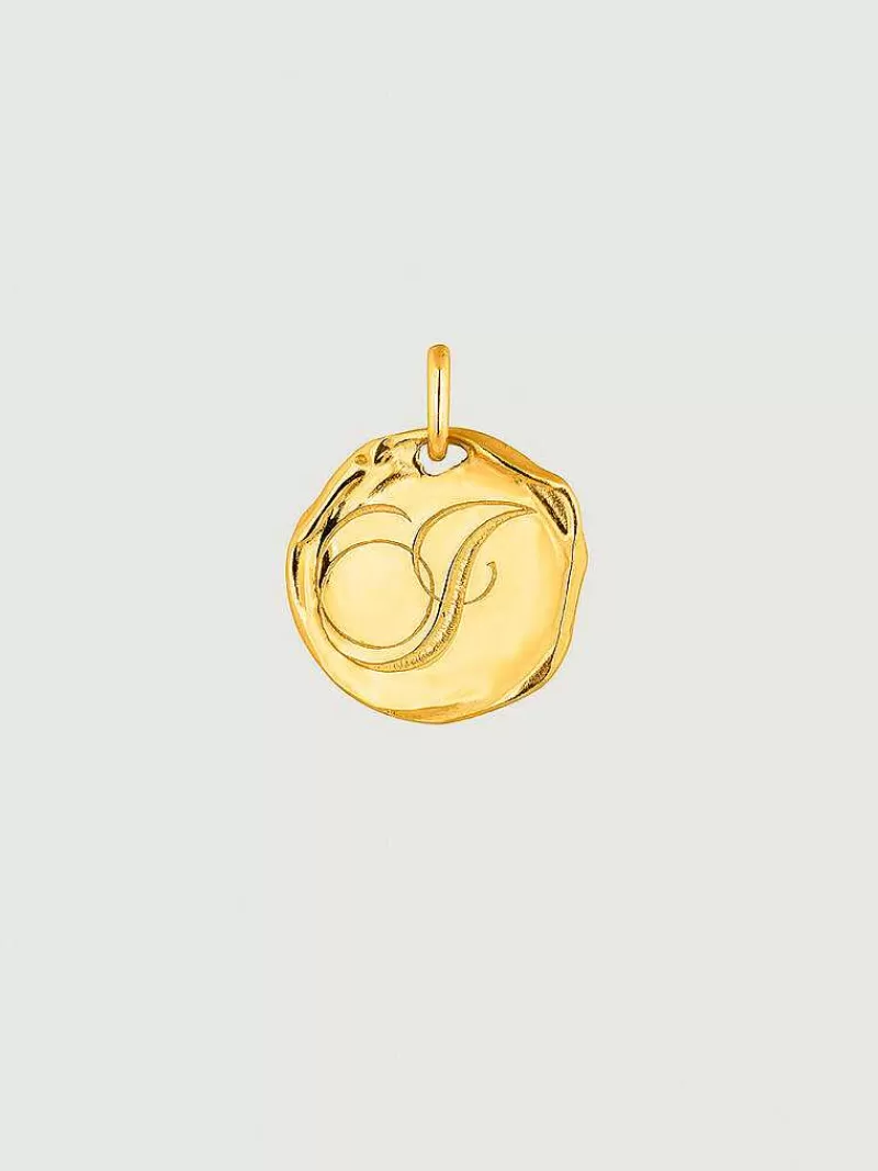 Aristocrazy Charms De Letras-Charm Artesanal De Plata 925 Banada En Oro Amarillo De 18K Con Inicial J