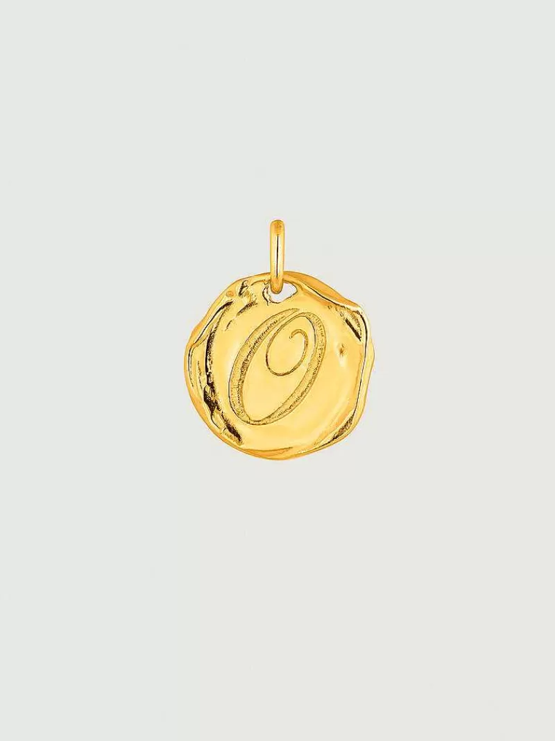 Aristocrazy Conectores-Charm Artesanal De Plata 925 Banada En Oro Amarillo De 18K Con Inicial O