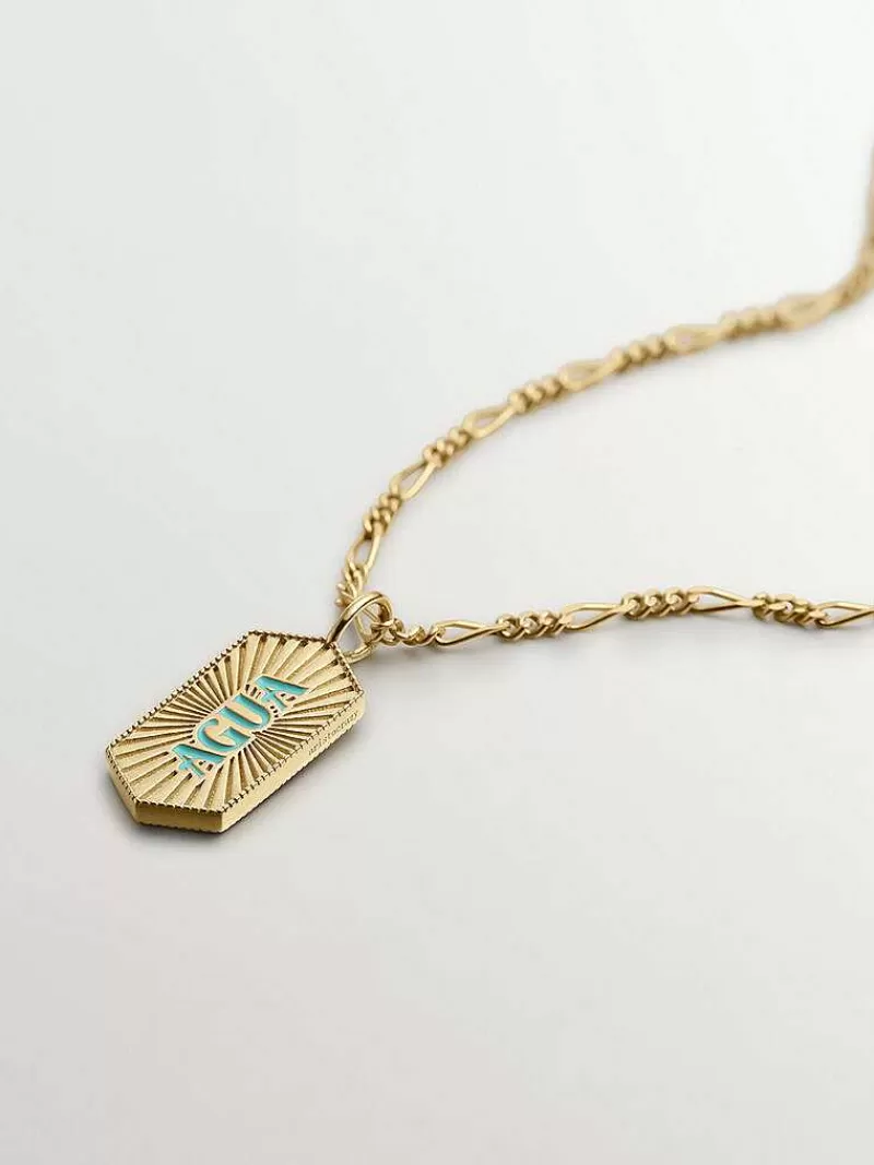 Aristocrazy Charms De Plata-Charm De Plata 925 Banada En Oro Amarillo De 18K Agua Con Esmalte Turquesa