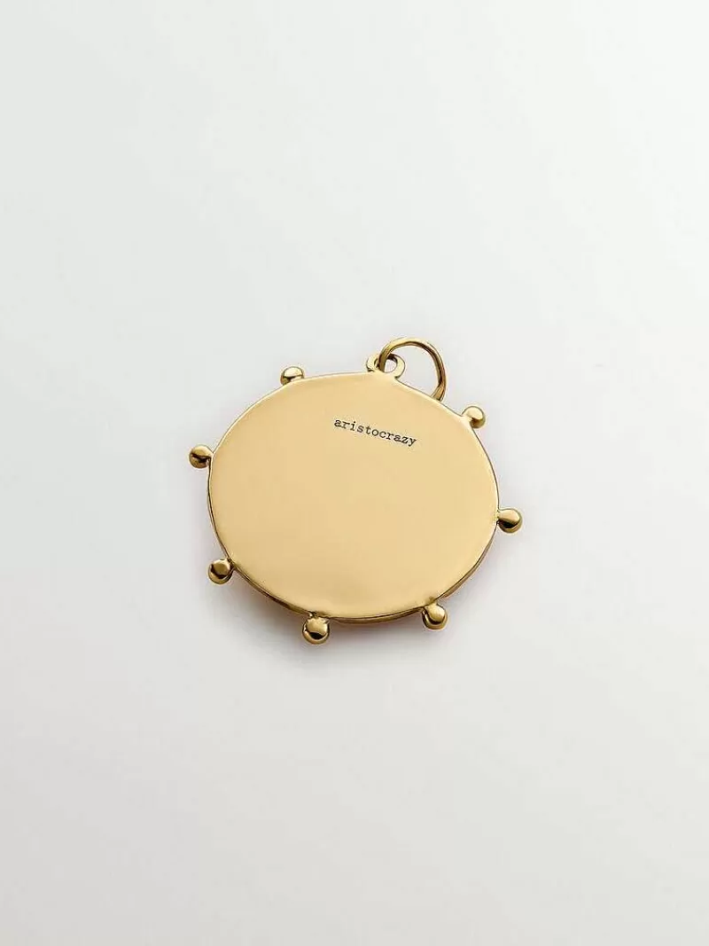 Aristocrazy Charms De Plata-Charm De Plata 925 Banada En Oro Amarillo De 18K Con Corazon De Esmalte