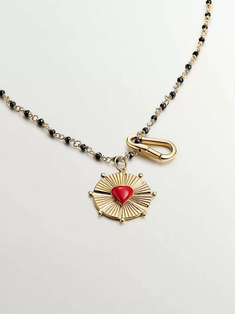 Aristocrazy Charms De Plata-Charm De Plata 925 Banada En Oro Amarillo De 18K Con Corazon De Esmalte