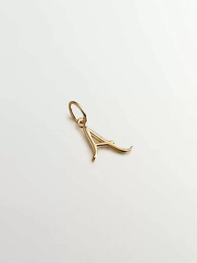 Aristocrazy Conectores-Charm De Plata 925 Banada En Oro Amarillo De 18K Con Inicial A