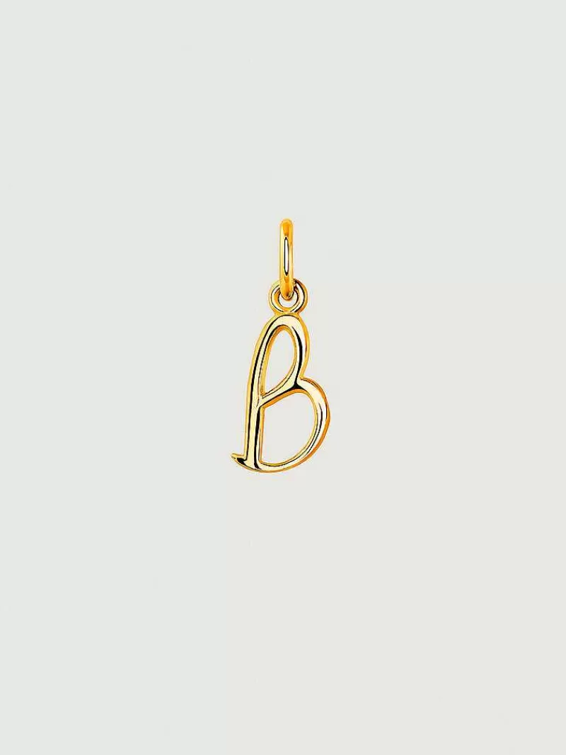 Aristocrazy Charms De Letras-Charm De Plata 925 Banada En Oro Amarillo De 18K Con Inicial B