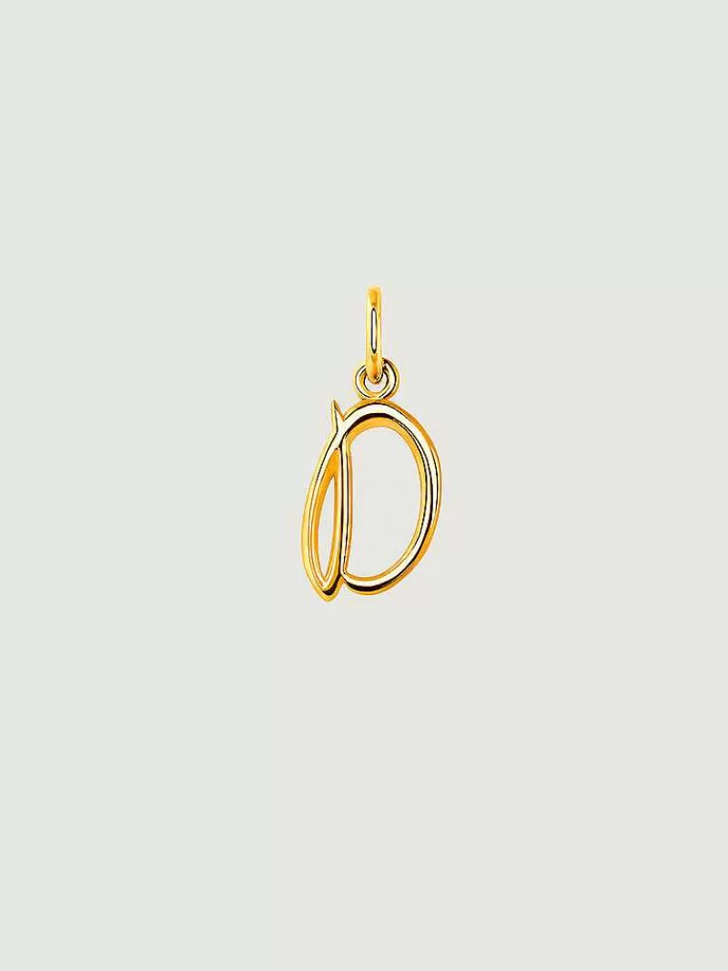 Aristocrazy Charms De Letras-Charm De Plata 925 Banada En Oro Amarillo De 18K Con Inicial D