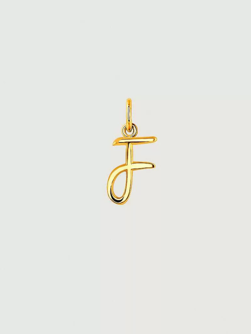 Aristocrazy Charms De Letras-Charm De Plata 925 Banada En Oro Amarillo De 18K Con Inicial F