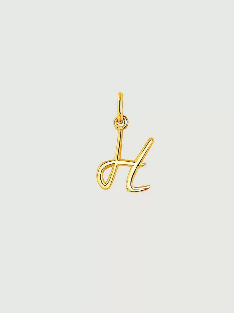 Aristocrazy Charms De Letras-Charm De Plata 925 Banada En Oro Amarillo De 18K Con Inicial H