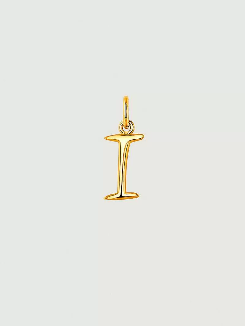 Aristocrazy Charms De Letras-Charm De Plata 925 Banada En Oro Amarillo De 18K Con Inicial I