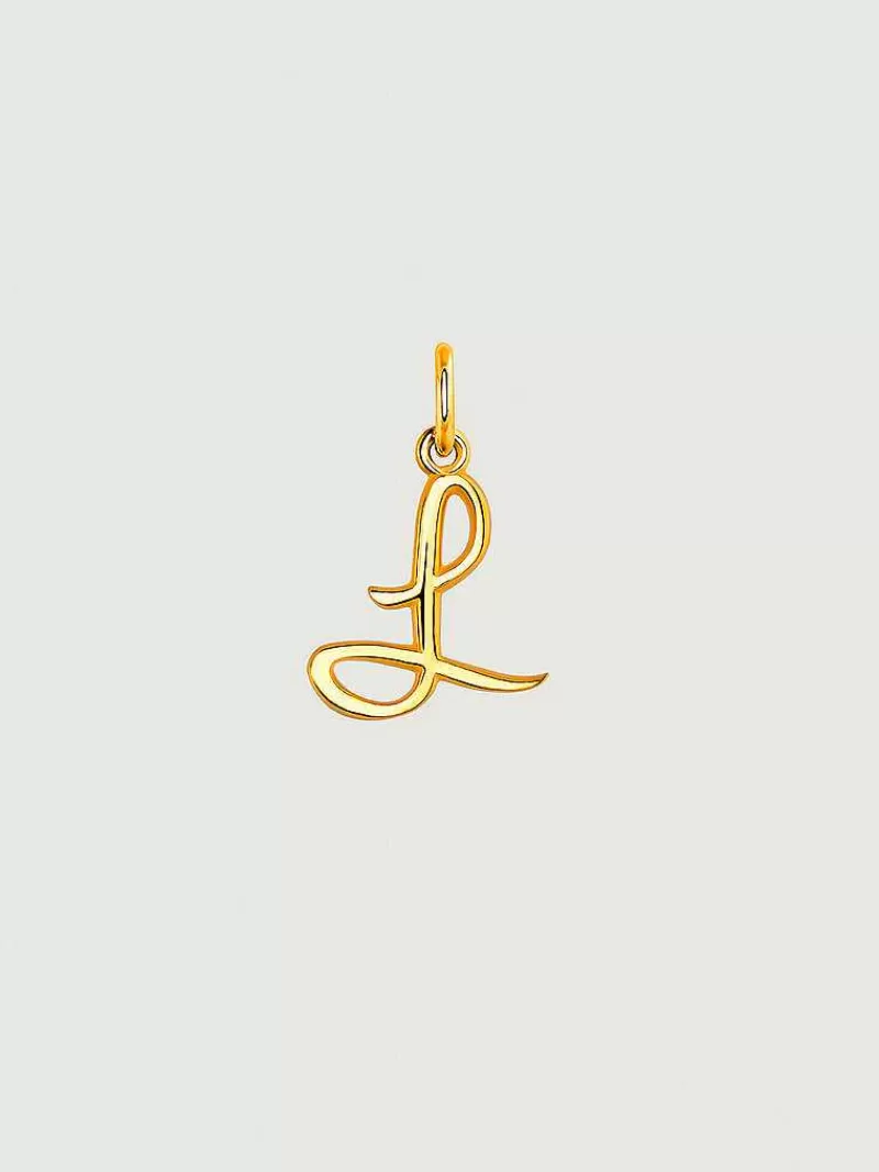 Aristocrazy Conectores-Charm De Plata 925 Banada En Oro Amarillo De 18K Con Inicial L