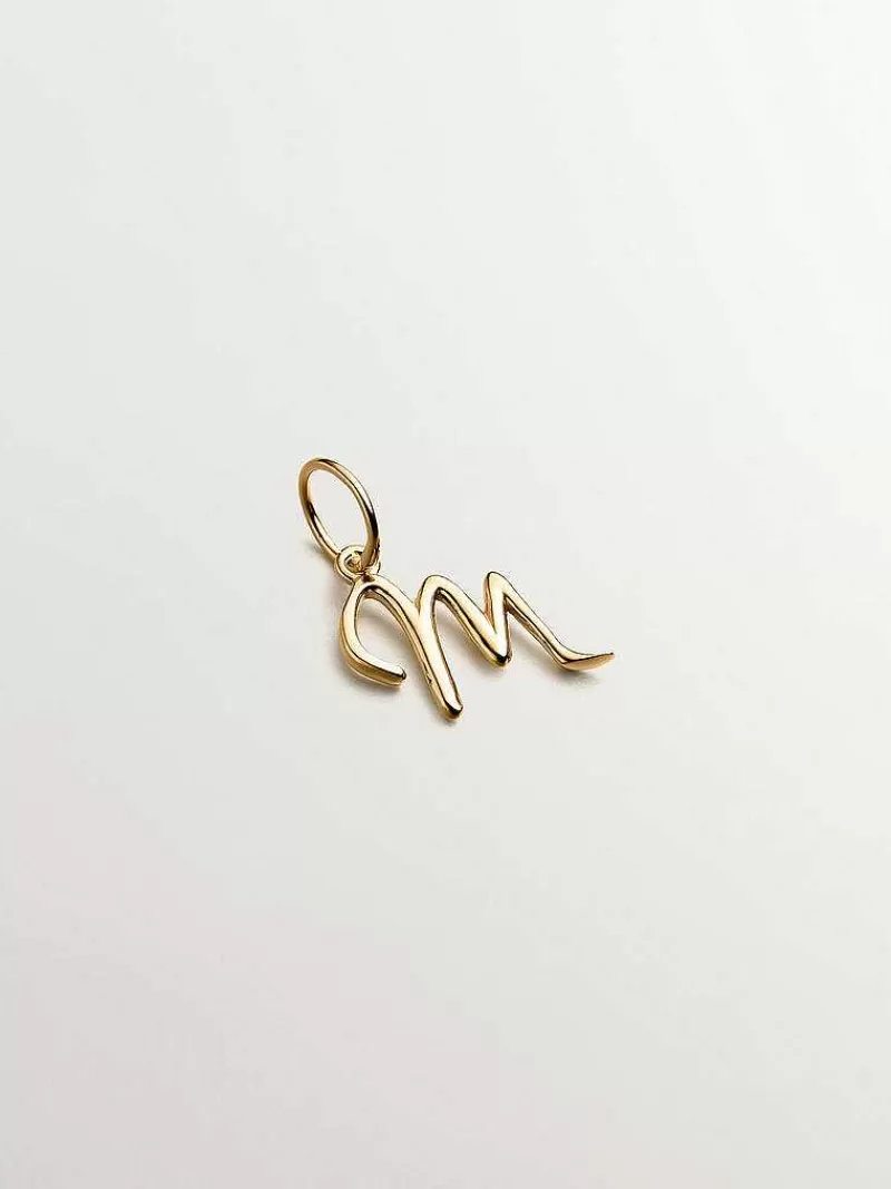 Aristocrazy Charms De Letras-Charm De Plata 925 Banada En Oro Amarillo De 18K Con Inicial M