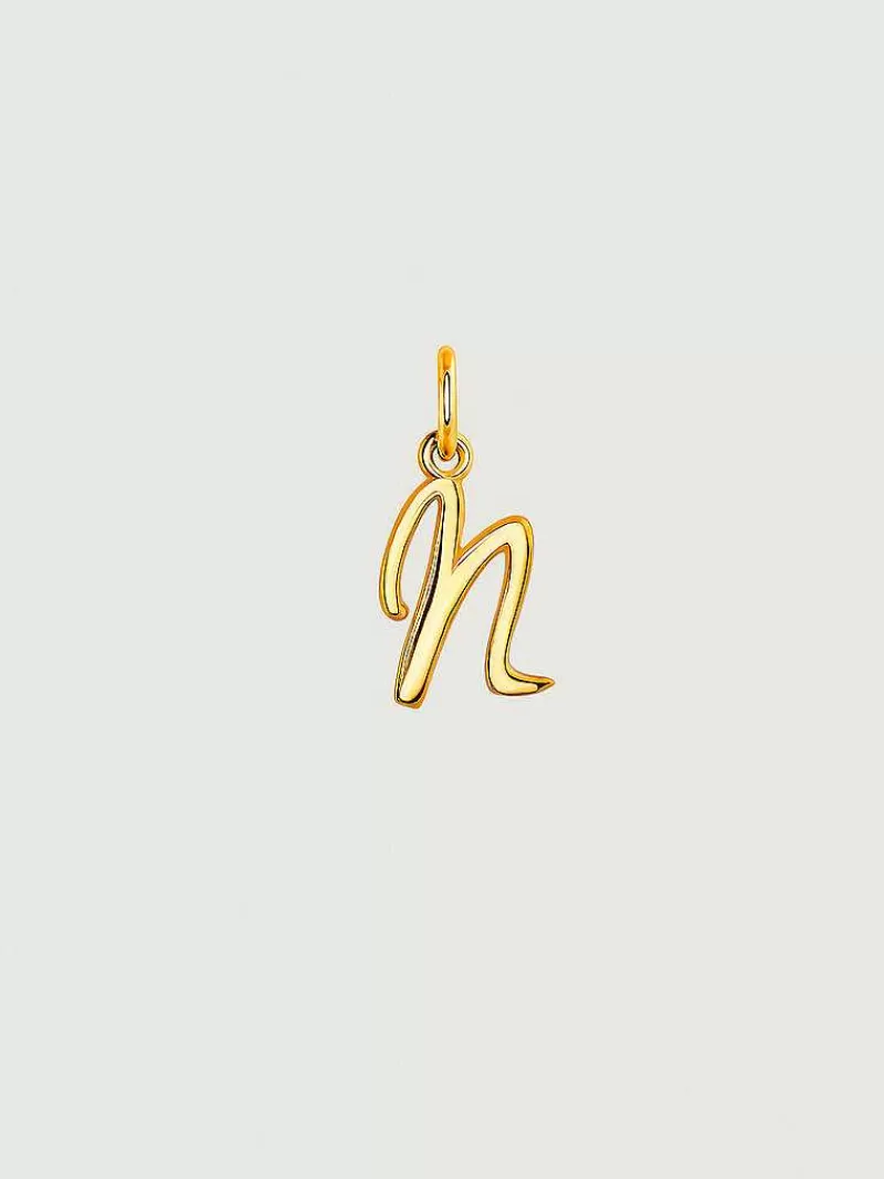 Aristocrazy Conectores-Charm De Plata 925 Banada En Oro Amarillo De 18K Con Inicial N