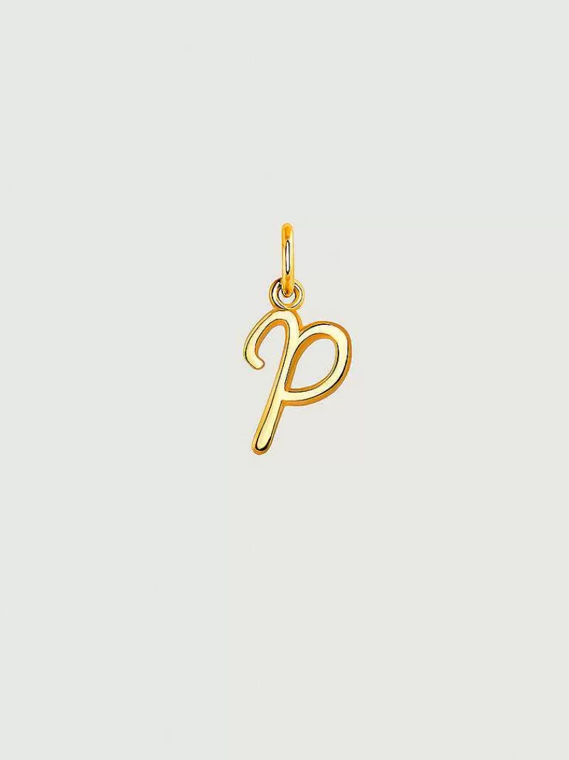 Aristocrazy Charms De Letras-Charm De Plata 925 Banada En Oro Amarillo De 18K Con Inicial P