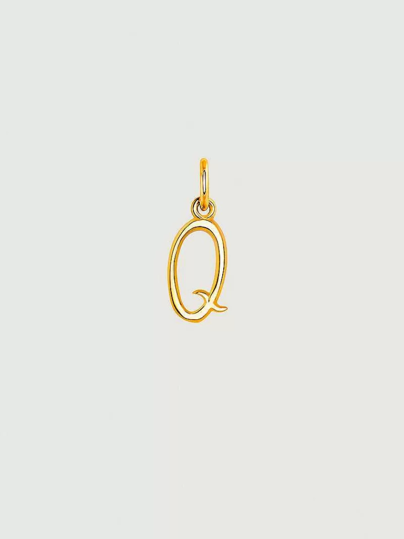 Aristocrazy Charms De Letras-Charm De Plata 925 Banada En Oro Amarillo De 18K Con Inicial Q