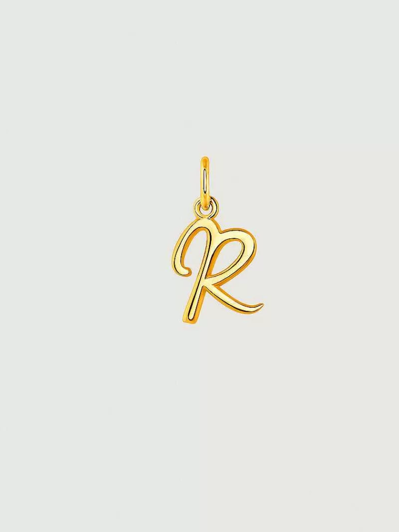 Aristocrazy Conectores-Charm De Plata 925 Banada En Oro Amarillo De 18K Con Inicial R