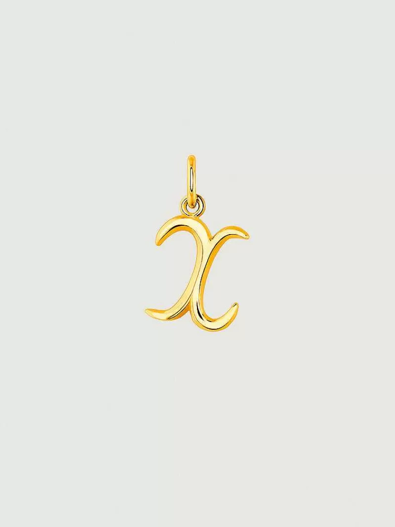 Aristocrazy Conectores-Charm De Plata 925 Banada En Oro Amarillo De 18K Con Inicial X
