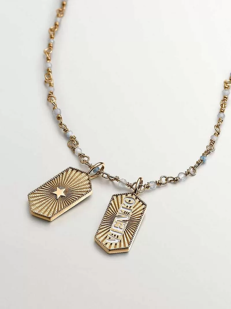 Aristocrazy Charms De Plata-Charm De Plata 925 Banada En Oro Amarillo De 18K Viento Con Esmalte Blanco