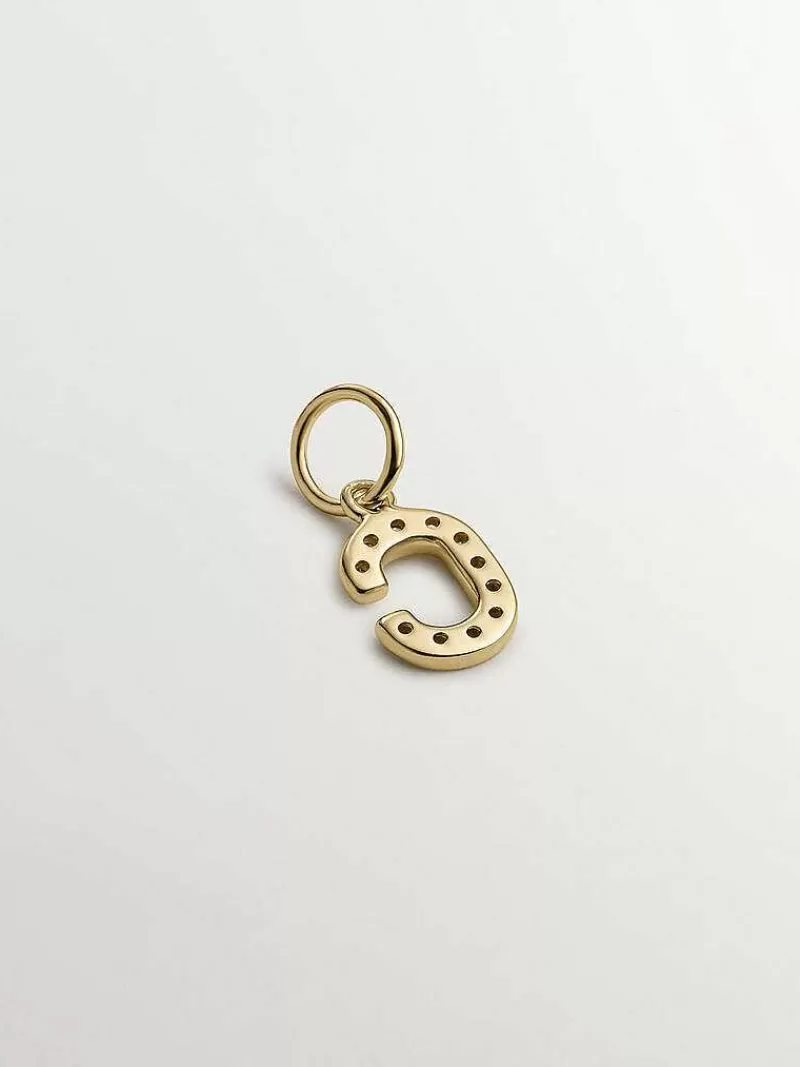 Aristocrazy Charms De Letras-Charm De Plata 925 Banada En Oro Amarillo De 18K Y Topacios Blancos Inicial C