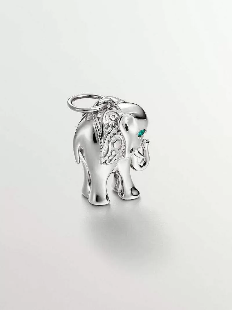 Aristocrazy Charms De Plata-Charm De Plata 925 Con Onix Verde Y Forma De Elefante