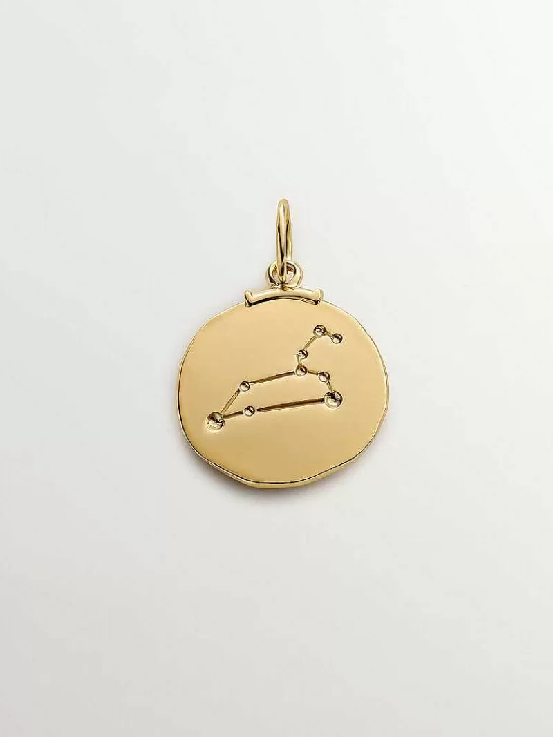 Aristocrazy Charms De Horóscopo-Charm Leo De Plata 925 Banada En Oro Amarillo De 18K
