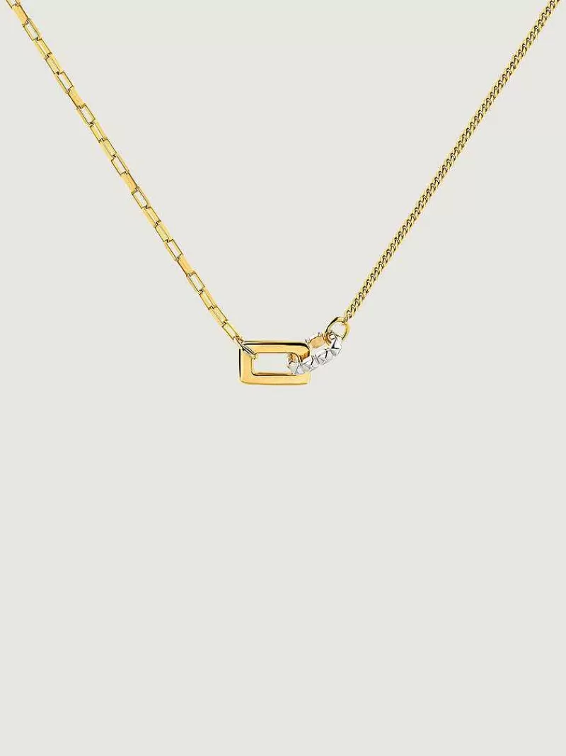 Aristocrazy Collares De Plata-Colgante Bicolor De Plata 925 Y Plata 925 Banada En Oro Amarillo De 18K Con Formas Geometricas