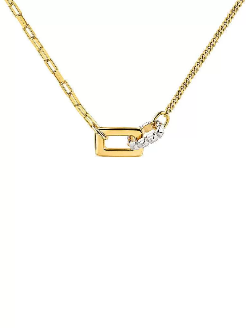 Aristocrazy Collares De Plata-Colgante Bicolor De Plata 925 Y Plata 925 Banada En Oro Amarillo De 18K Con Formas Geometricas