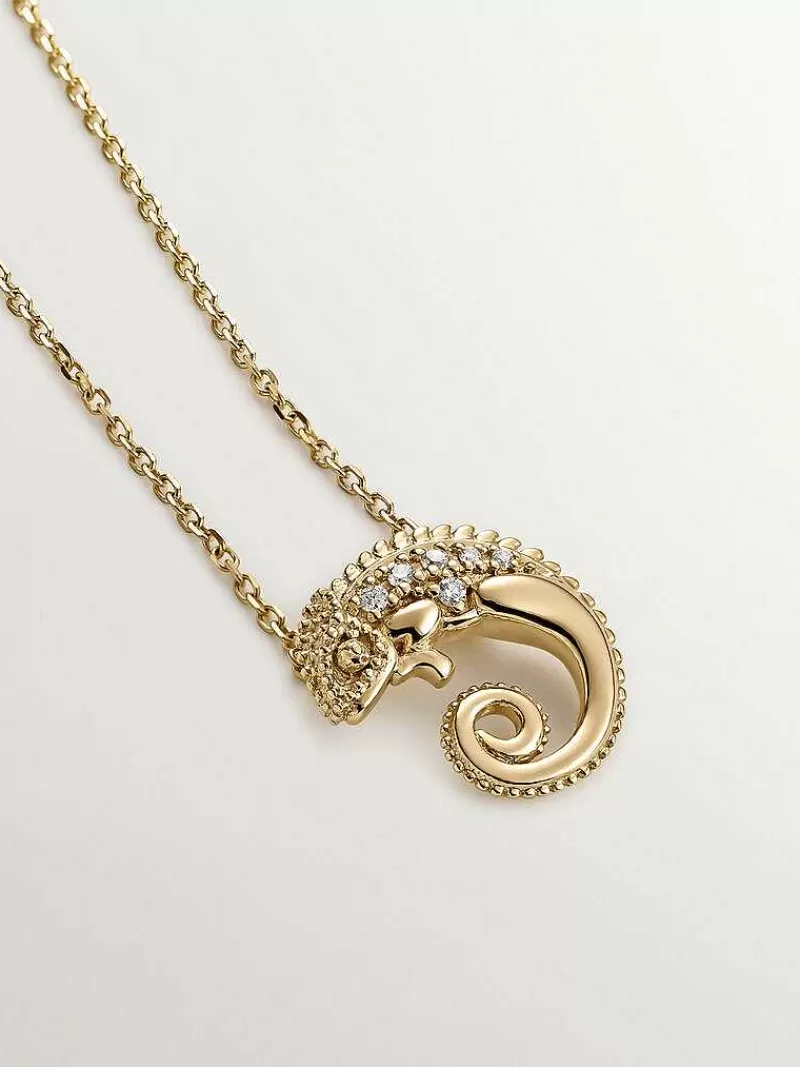 Aristocrazy Collares De Plata-Colgante De Oro Amarillo De 18K Con Camaleon Y Diamantes