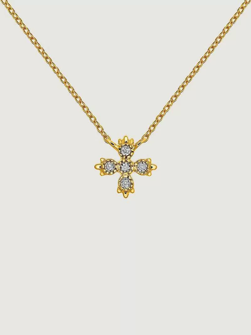 Aristocrazy Collares De Oro-Colgante De Oro Amarillo De 18K Con Cruz De Diamantes