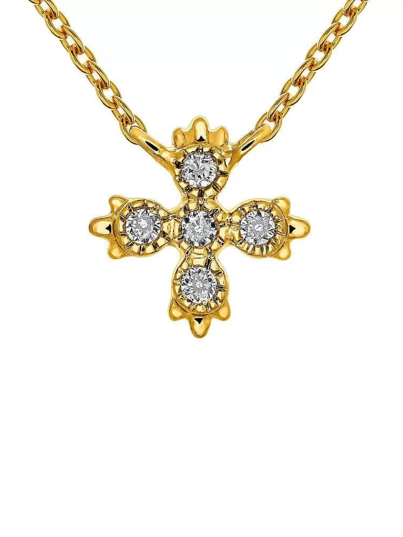 Aristocrazy Collares De Plata-Colgante De Oro Amarillo De 9K Con Cruz De Diamantes