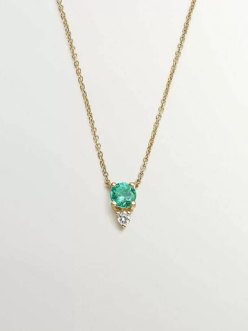 Aristocrazy Collares De Oro-Colgante De Oro Amarillo De 9K Con Esmeralda Y Diamante