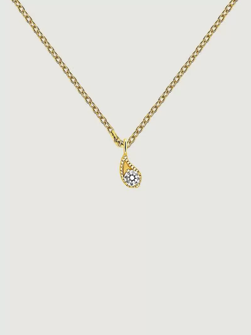 Aristocrazy Collares De Plata-Colgante De Oro Amarillo De 9K Con Gota Y Diamantes Blancos