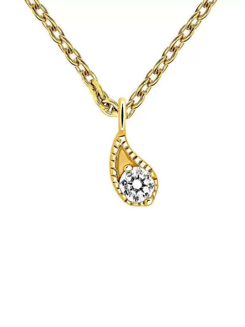 Aristocrazy Collares De Plata-Colgante De Oro Amarillo De 9K Con Gota Y Diamantes Blancos