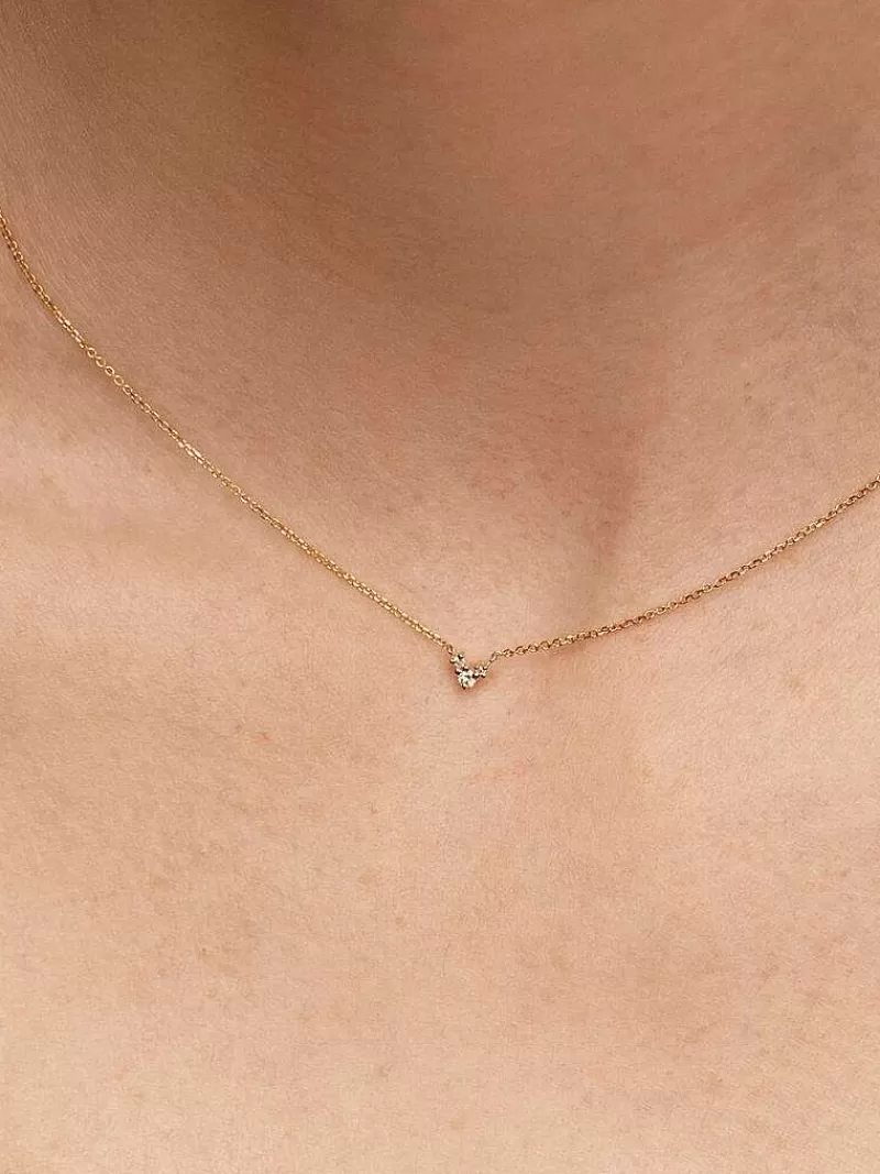 Aristocrazy Collares De Plata-Colgante De Oro Amarillo De 9K Con Tres Diamantes