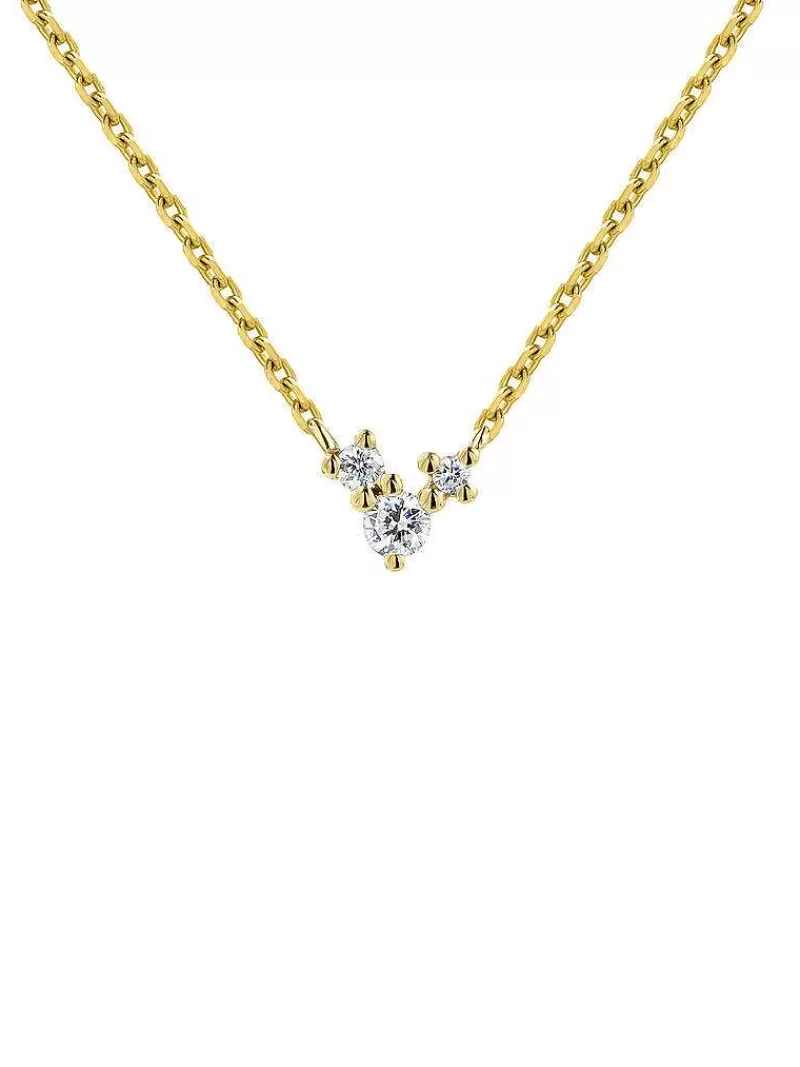 Aristocrazy Collares De Plata-Colgante De Oro Amarillo De 9K Con Tres Diamantes