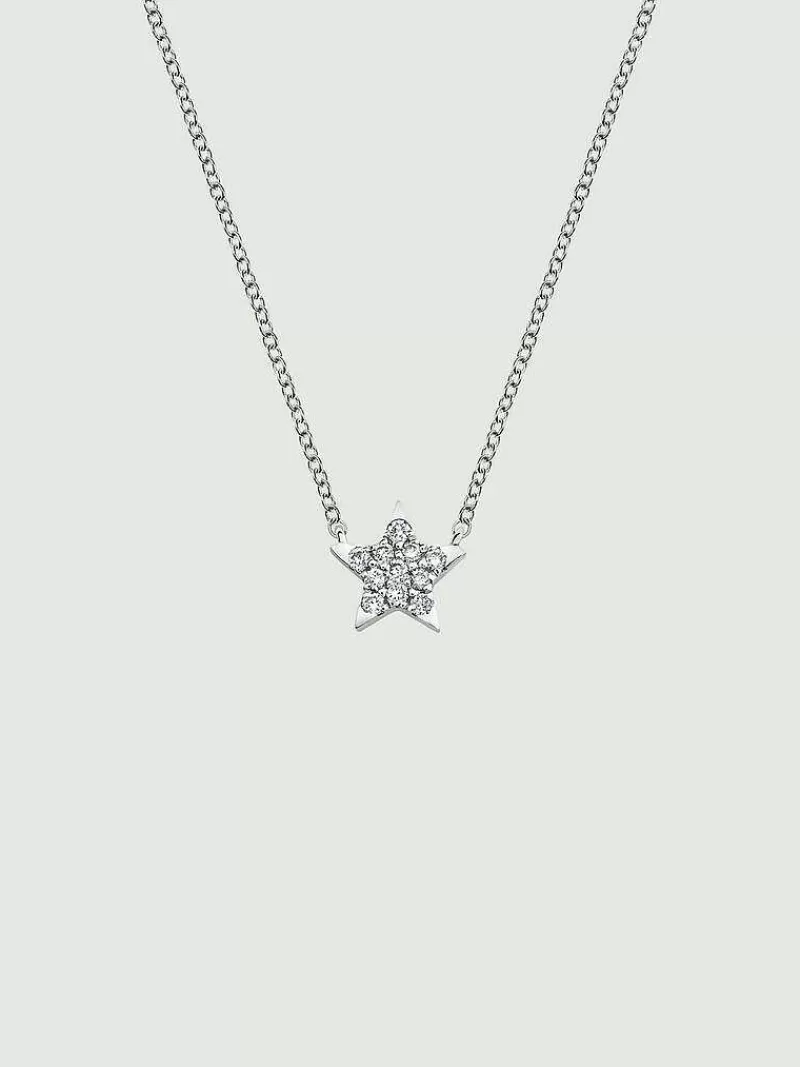 Aristocrazy Collares De Plata-Colgante De Oro Blanco De 18K Con Estrella De Diamantes
