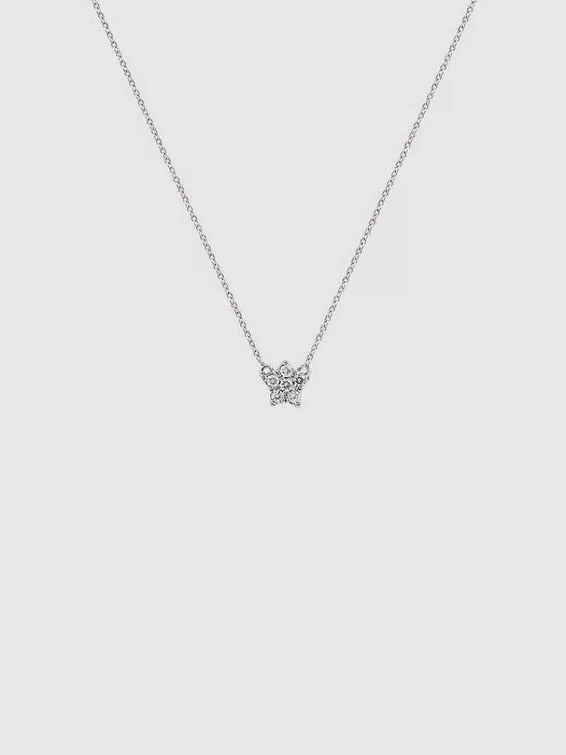 Aristocrazy Collares De Plata-Colgante De Oro Blanco De 18K Con Estrella De Diamantes